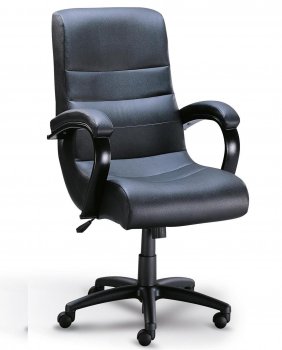 Black Leather Like Executive High Back Chair w/Lumbar Support [CROC-490-800022]