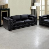 Black Leather Classic 3PC Living Room Set