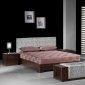 Brown Finish Modern Bedroom w/Polyester Headboard Platform Bed