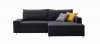 Charcoal Grey Fabric Modern Sectional Sofa Bed w/Metal Legs