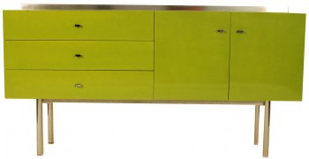 Green High Gloss Lacquer Finish Modern Buffet w/Metal Legs [PGBU-DC-0505-GRN]