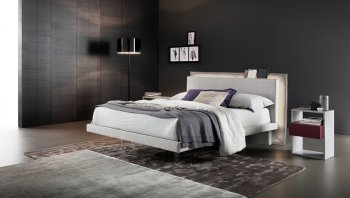 Libriamo Bed in Grey w/LED Lights by Rossetto w/Options [Rossetto-Libriamo-Grey]