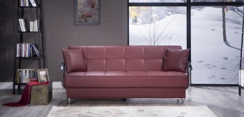 Betsy Santa Glory Burgundy Sofa Bed in PU by Sunset [IKSB-Betsy Santa Glory Burgundy]