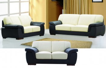 Contemporary Brown and Beige Leather Living Room Set [BHS-Aspen]