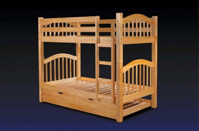 Contemporary Kid's Bunk Bed With Honey Oak Finish