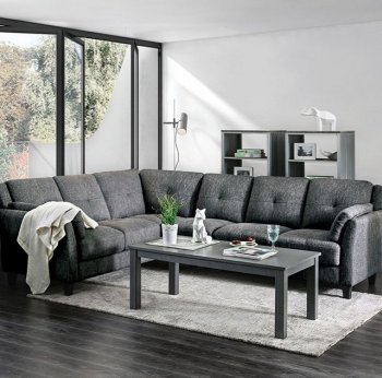 Yazmin Sectional Sofa CM6021 in Gray Linen-Like Fabric [FASS-CM6021-Yazmin]