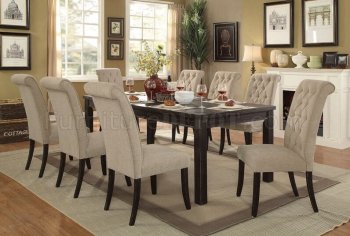 Sania III Dining Table 7Pc Set CM3324BK-T-84 in Antique Black [FADS-CM3324BK-T-84 CM3564 Beige]