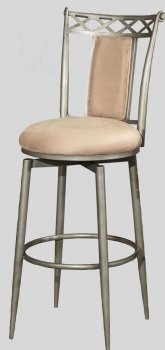 Silver Tone Base & Taupe Suede Seat Set of 2 Barstools [CYBA-0724-BS-Silver]