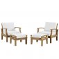 Marina Outdoor Patio 4Pc Set in Natural Solid Wood by Modway