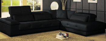 Black, Ivory or Brown Full Leather Modern Sectional Sofa [CVSS-Bella Black]