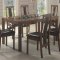 Warm Brown Finish Modern 7Pc Dining Set w/Black Glass Inlay