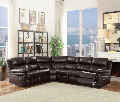 Lavinia Reclining Sofa 53955 in Espresso Leather-Aire