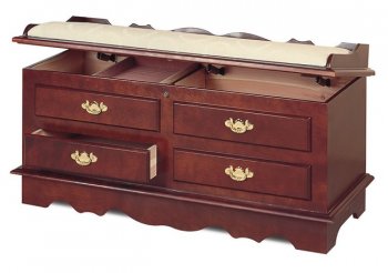 Padded Cherry Finish Cedar Chest w/Drawers [CRC-521-4676]