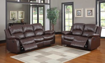 Cranley Motion Sofa 9700BRW - Brown Bonded Leather - Homelegance [HES-9700BRW Cranley]