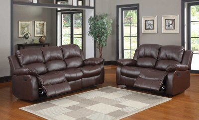 Cranley Motion Sofa 9700BRW - Brown Bonded Leather - Homelegance