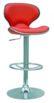 Red & Chrome Set of 2 Modern Swivel Barstools w/Metal Footrest [CYBA-0364-AS-RED]