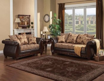 Rutherford SM6206 Sofa in Brown Leatherette & Fabric w/Options [FAS-SM6206-Rutherford]