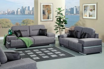 Thessaly SM6607GY Sofa in Gray Fabric w/Options [FAS-SM6607GY-Thessaly]