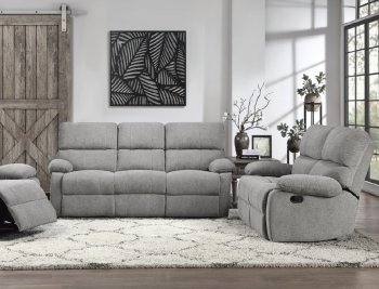 Oswald Motion Sofa & Loveseat 9520GY Gray Fabric - Homelegance [HES-9520GY-Oswald Set]