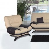 3 Piece Premium Leather Living Room Set with Convertible Sofa