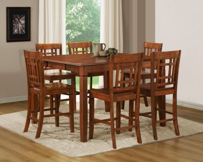 Medium Brown Cherry Modern Counter Height Dining Table w/Options