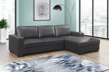 U821 Sectional Sofa in Dark Gray Faux Leather by Global [GFSS-U821 Dark Gray]