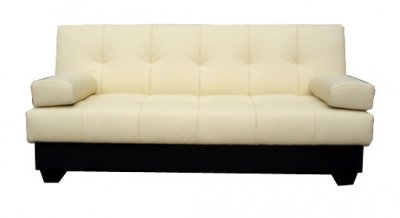 Ivory Leatherette Sleeper Sofa