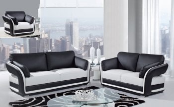 UA189 Sofa in White & Black Bonded Leather by Global Furniture [GFS-UA189]