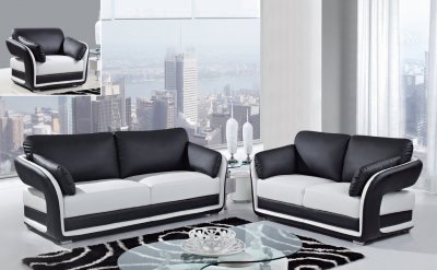 UA189 Sofa in White & Black Bonded Leather by Global Furniture