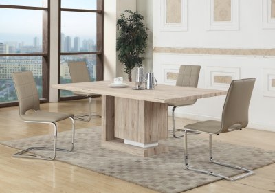 Tiffany Dining Table 5Pc Set in Light Oak by Chintaly