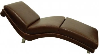 Cognac Full Leather Modern Chaise w/Removable Pillow [PGCL-RACHEL-COGNAC]