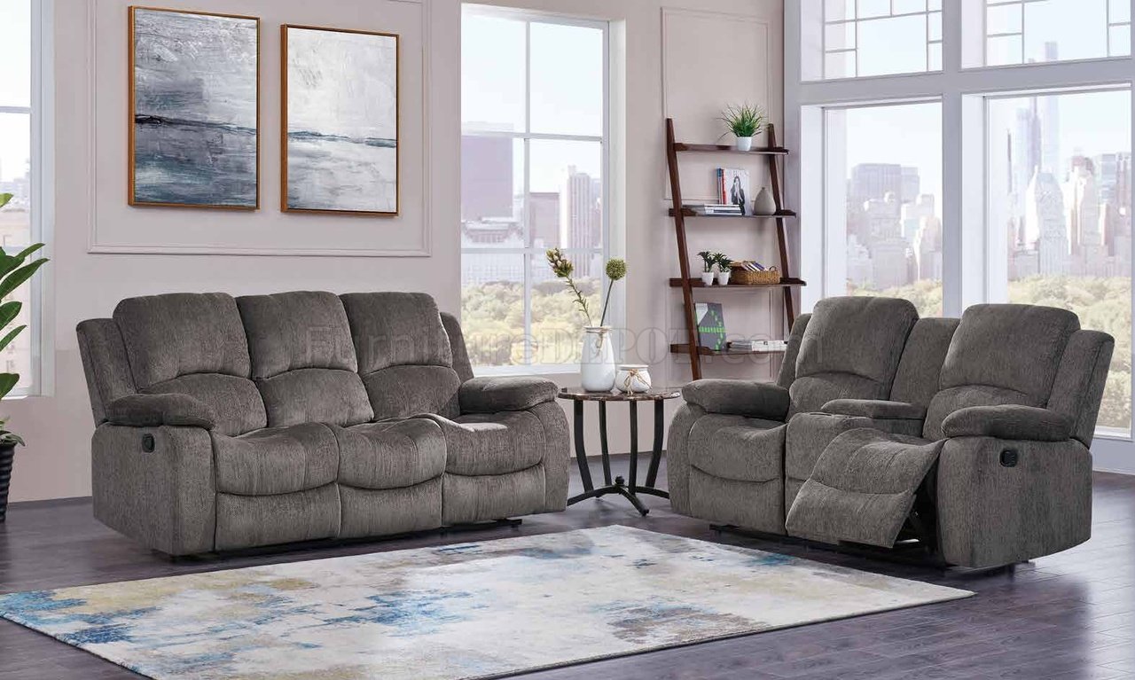 U3118C Motion Sofa & Loveseat Mocha Fabric By Global W/Options