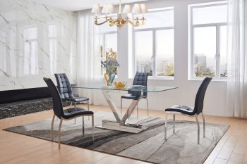 ZZ Dining Table by ESF w/Glass Top & Optional 365 Chairs [EFDS-ZZ-365]