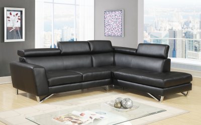 4020 Sectional Sofa in Black Leatherette