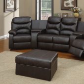 Black Bonded Leather Match Modern Home Theater Sectional Couch