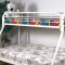 White Finish Contemporary Twin/Full Bunk Bed w/Built-In Ladders