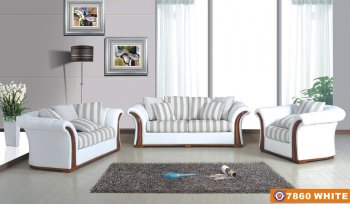 White Fabric Modern 7860 Sofa w/Optional Loveseat & Chair [AES-7860]