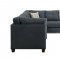 Laurissa Sectional Sofa w/Ottoman 54365 Dark Blue Linen by Acme