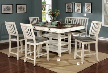 McKayla 5Pc Counter Ht Dining Set CM3413PT - Antique White & Oak [FADS-CM3413PT-McKayla]