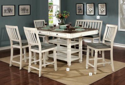 McKayla 5Pc Counter Ht Dining Set CM3413PT - Antique White & Oak