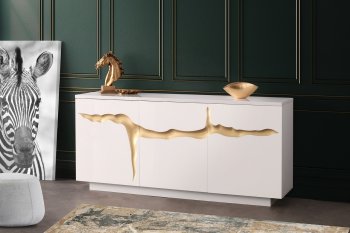 Stream Buffet in White w/Gold Accent by Modern Art [SFMABU-Stream White Gold]