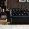 Bisby Sofa in Black Leather Gel w/White Piping & Options