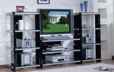 Black & Silver Two-Tone Finish Modern Entertainment Unit