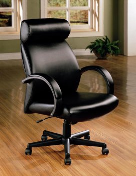 Black Vinyl Leather High Back Executive Office Chair w/Gas Lift [CROC-489-800082]