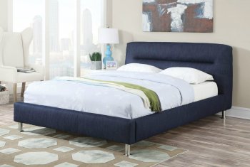 Adney Upholstered Bed 25070 in Blue Denim by Acme w/Padded HB [AMB-25070-Adney]