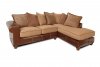 Mocha Fabric & Brown Vinyl Two-Tone Modern Sectional Sofa