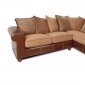 Mocha Fabric & Brown Vinyl Two-Tone Modern Sectional Sofa