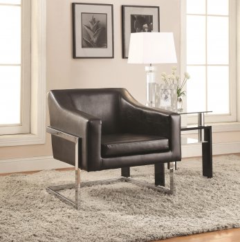 902538 Accent Chair in Black Leatherette by Coaster [CRCC-902538]