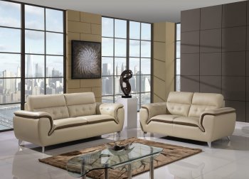 U7390 Sofa 3Pc Set in Khaki Bonded Leather by Global [GFS-U7390-K/DCAPP]