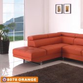 8078 Sectional Sofa Orange Leatherette by American Eagle